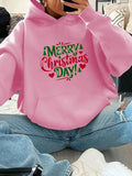 Cozy Plus Size Christmas Hoodie for Women - Casual Long Sleeve with Pockets, Festive Letter Print, Perfect for Fall & Winter