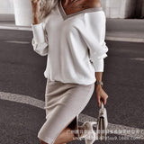 kamames kamames Series) 2023 Women's Fashion V-Neck Dress Top Skirt Suit