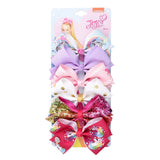 6 Pieces/Set JoJo Bows Jojo Siwa Rainbow Printed Knot Ribbon Bow For Girls Handmade Boutique Hair Clip Children Hair Accessories