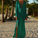 kamames New Arrivals Sexy Beach Cover up Crochet Women Swimwear Rash Guard Kaftan Wrap Dress Robe de Plage Saida de Praia #Q194