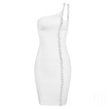 kamames New Bandage Dress Summer Sexy Bodycon Women Dresses Black Midi Dress Beading Ladies Clothes Party Club Celebrity