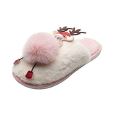 Christmas Women Slippers Female Short Plush Indoor Cotton Shoes Ladies Warm Non-Slip Animal Prints Cartoon Women's Footwear