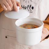 Cute Ceramic Steamed Egg Bowl with Lid - Perfect for Soups, Desserts & Healthy Cooking - Food-Safe Kitchen & Restaurant Essential