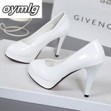 kamames high-heeled shoes waterproof platform sexy fine with round head feet Korean women's shoes patent leather large size s071