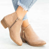 kamames Station 2023 Autumn And Winter Vintage Women's Shoes Thick Heel Large Side Zipper Women's Short Boots Martin Boots