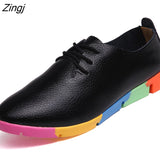 kamames Breathable Genuine Leather Flats Shoes Woman Sneakers Tenis Feminino Nurse Peas Flats Shoes Plus Size Women Shoes