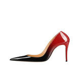 kamames Red Gradient Color Women Pointy Toe Glossy Stiletto Pumps Sexy Ladies High Heel 12cm Party Shoes QP019 ROVICIYA