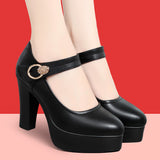 kamames Thick-Heeled Cheongsam Catwalk High-Heeled Women's Thick-Soled Waterproof Platform Model Performance Shoes Working Women's Shoes