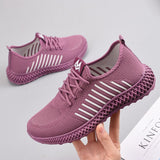 kamames Women Shoes Fashion Mesh Breathable Socks Shoes Female Lace Up Flat Casual Sneakers Comfortable Light Ladies Tennis Shoes