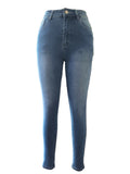 Slim Fit Washed Skinny Jeans, High Stretch Slant Pockets Tight Jeans, Women's Denim Jeans & Clothing For Fall