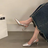 kamames Thick-Heeled Sandals 2024 Spring And Summer Korean Version Of The New Medium-Heeled Lacquered Leather High-Heeled Shoes Tripped With Bright Leather Shoes