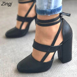 kamames Women Pumps Plus Size 35-43 Women Heels Chaussures Femme Gladiator Summer High Heels For Party Wedding Shoes Women Thick Heels 1028-1