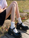 kamames And Summer Jk Uniform Shoes Heightened Thick Soles Student Mary Jane High-Heeled Vintage Single Shoes British Style Small Leather Shoes