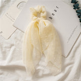 Korean Bow Long Ribbon Hair Scrunchie Chiffon Floral Print Sweet Elastic Hair Band Ponytail Hair Scarf Hair Tie Hair Accessories