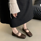 kamames Style Dress, Shallow Mouth, Vintage Leather Shoes, Women's 2024 New Spring And Autumn Flat-Soled Mary Jane Shoes