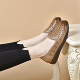 kamames kamames Shoes Girls 2024 Spring And Summer Retro National Style Punched Single Shoes Embroidered Flat Shoes Hollowed-Out Leather Shoes Are Solid