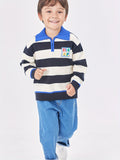 Marcolor Boys Striped Knit Pullover Sweater, Long Sleeve Half Zipper Top, Casual Fall/Winter Jumper