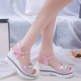 New wedge with female sandals fish mouth buckle with flat bottom platform waterproof platform thick bottom cake women's shoes