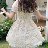 kamames Mini Dresses Women Tender Sweet Summer Puff Sleeve Princess Vestidos Elegant Ladies Vintage Prairie Chic Fashion Casual