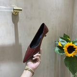 kamames kamames Heels Women Nude Small Heel Shoes Soft Leather Pointed Soft Bottom French Gentle With Skirt Shoes Low Heel Single Shoes