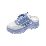 kamames kamames / Summer 2023 New Loose Cake Platform Soft Bottom Color Lace Women's Shoes Casual Sports Baotou Half Slipper Woman