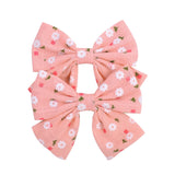 2022 Lovely Baby Girls Print Flower Bohemian Style Bow BB Hair Clips Headwear Children Cute Cotton Hairpins Hair Accessories