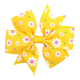 20pcs/lot Printed Flower Hair Bows With Clip For Baby Girls Grosgrain Ribbon Boutique Hair Clip Barrettes Hair Accessories 039