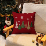 2PCS 18x18 Festive Red Linen Christmas Tree and Snowflake Throw Pillow Covers, Machine Washable Zippered Cases for Sofa, Patio & Porch, Contemporary Winter Farmhouse Decor - Insert Not Included