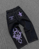 kamames American High Street Retro Men Washed Pants Y2k Harajuku Hip Hop Loose Jeans Couples Casual Joker Straight Wide-leg Jeans 217-1