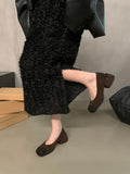 kamames Thick Heel Black Square Head Temperament Single Women's Shoes 2024 New Retro Shallow Mouth Evening Style High Heels