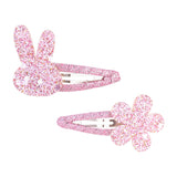 2 Pcs/lot New Girls Cute Rabbit Flower Hair Clips Sweet BB Glitter Hairpins Barrettes Headwear Fashion Hair Accessories For Kids