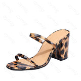 kamames Summer Woman High Heels Platform Fetish Sandals Leopard Brown Block Heels Pumps Lady Chunky Luxury Leather Shoes