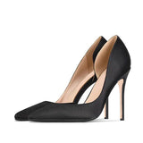 kamames silk pumps 12cm high heeled shoes women fashion ladies sexy 10cm pointed toe shoes 8cm heel plus size 45 BM025 ROVICIYA