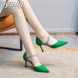 kamames women's2022spring and summer new sexy one-word buckle belt net red high-heeled shoes fairy wind stiletto pointed toe shoes