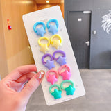 10PCS/Set New Girls Cute Cartoon Flower Small Scrunchie Kids Ponytail Hair Tie Elastic Hair Bands Fashion Hair Accessories Set