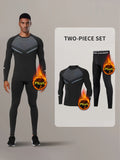 Men's Fleece Underwear Set - Warm, Tight-Fitting, Long Sleeve Top & Pants for Autumn and Winter Sports Fitness, Running, Outdoor, and Basketball Base Layer