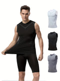 Buy 2 Get 1 Free, total of 3 pcs Athletic Fit Muscle Vest - Shirts for Men - Breathable, Comfy, Moisture-Wicking Compression Tank Top for Running, Shaping, Cycling, and Fitness Training - Quick-Drying, Four-Way Stretch, and Anti-Odor