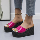 kamames heel slippers women's summer sponge cake platform sandals all-match seaside beach shoes fashion high-heeled flip flops