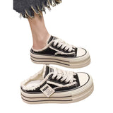 kamames kamames Quality Leisure After Empty Slippers Women Wear 2024 Summer New Canvas Shoes Thick Sole Half Mop Cake Women's Slippers