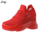 kamames Autumn High Platform High Heels Women Thick Sole Shoes Heels Wedge Sneakers Breathable Mesh Casual Shoes Woman