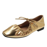 kamames kamames Shoes Women 2024 New Women Spring Korean Version Square Head Shallow Flat Bean Shoes Women's Lace-Up Mary Jane Shoes Women