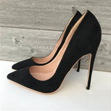 kamames Suede Flock Women Pumps for Wedding Pointed Toe Sexy High Heels Shoes 12 cm Stilettos Plus Size RM007 ROVICIYA