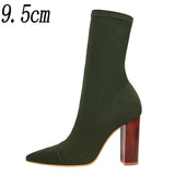 2022 New Socks Boots Fashion Ankle Boots For Women Boots Balck Pointed Toe Elastic Heels Shoes Fetish Autumn Winter Female Shoes