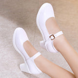 kamames Buckle, Thick Heel, Single Shoes, Round Head, Large Size Work Shoes, 2023 Cheongsam, Walking Show Shoes, Square Dance Shoes