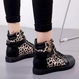 kamames Spring And Autumn New High-Top Canvas Shoes Women's Shoes Korean Version Tide Zipper Rivet Students Flat-Soled White Boots