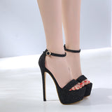 kamames kamames 46 High Heels, Bed, Sex Appeal Shoes, Nightclub, Sexy Model, Super High Heel, Waterproof Platform, Large Size With Sandals