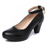 GKTINOO Genuine Leather shoes Women Round Toe Pumps Sapato feminino High Heels Shallow Fashion Black Work Shoe Plus Size 33-43