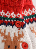 Cozy Cotton Knit Christmas Sweater for Boys & Girls - Cute Embroidered Flowers, Soft & Warm Pullover with Round Neck