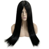 Jewish Wigs Europeen Hair Human Hair Silky Straight 1# Jet Black Color 4x4 Jewish Wig Silk Top For White Woman