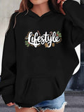 Cozy Plus Size Christmas Letter Print Hoodie - Casual Long Sleeve with Pockets, Perfect for Fall & Winter, Women's Fashion